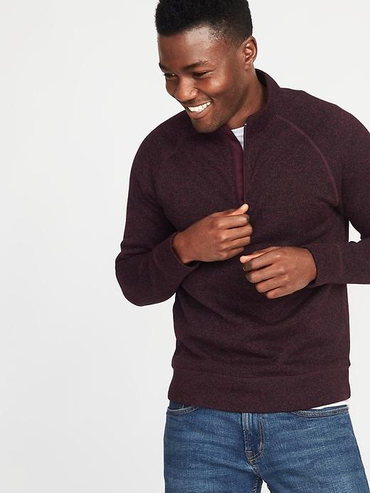 Old Navy Mens Mock-neck 1/4-zip Fleece-knit Pullover For Men Raisin Arizona Size Xxl