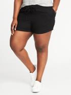 Old Navy Womens Mid-rise Plus-size Linen-blend Pull-on Shorts Black Size 4x