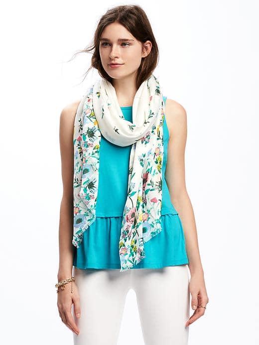 Old Navy Printed Linear Scarf - Cream Floral