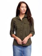 Old Navy Classic Utility Shirt For Women - Pine Needles