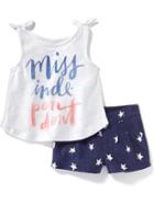 Old Navy 2 Piece Tie Shoulder Tank Set - Graphic