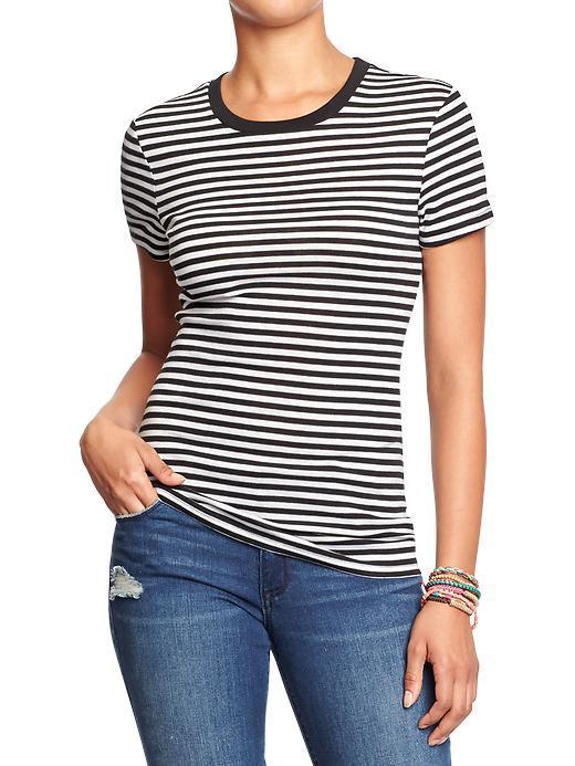 Old Navy Womens Perfect Crew Neck Tees - O.n. New Black Stripe
