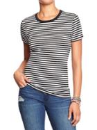 Old Navy Womens Perfect Crew Neck Tees - O.n. New Black Stripe