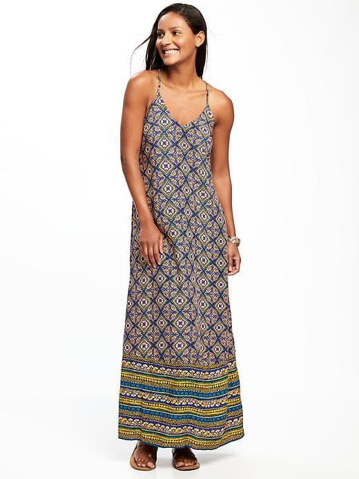 Old Navy Sleeveless V Neck Maxi Dress For Women - Multi Print