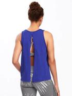 Old Navy Go Dry Flyaway Slub Knit Tank For Women - Bluer Than Blue