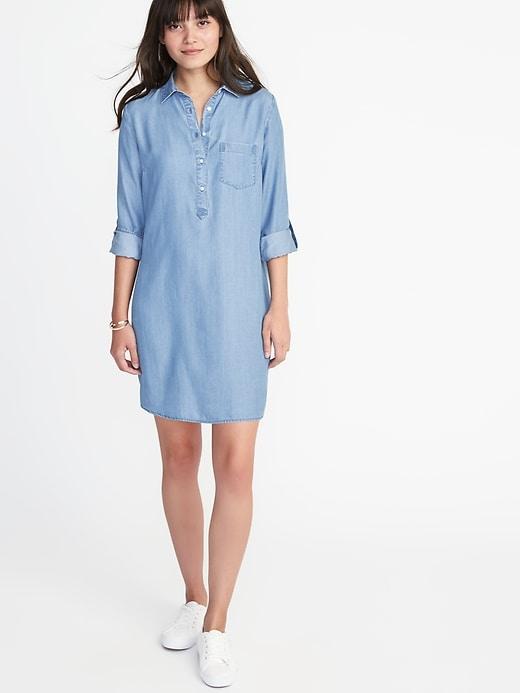 Tencel Popover Shirt Dress For Women