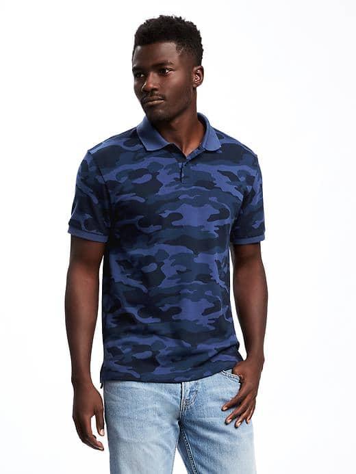 Old Navy Built In Flex Camo Pique Polo For Men - Blue It Off
