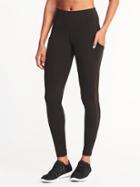 Old Navy Womens Mid-rise Mesh-pocket Compression Leggings For Women Black Size Xl