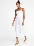 Old Navy Womens Smocked Wide-leg Jumpsuit For Women Bright White Size Xxl