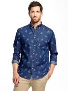 Old Navy Regular Fit Classic Chambray Shirt For Men - Out Of The Blue