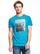 Old Navy Graphic Crew Neck Tee For Men - Cerulean Warbler