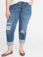 Mid-rise Plus-size Boyfriend Straight Distressed Jeans