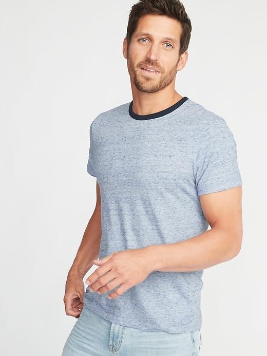 Old Navy Mens Soft-washed Ringer Tee For Men Heather Light Blue Size S