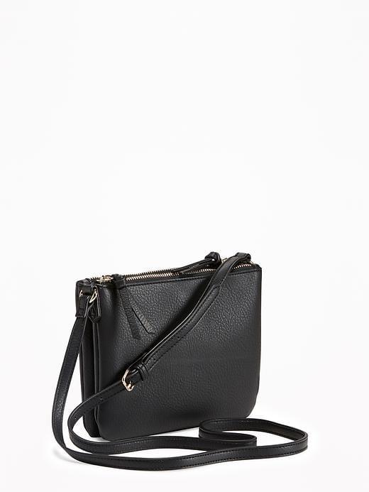 Old Navy Womens Dual-zip Crossbody Bag For Women Black Size One Size