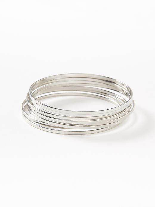 Old Navy Metal Bangle Bracelet Set For Women - Silver