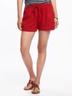 Old Navy Mid Rise Cuffed Linen Blend Shorts For Women 4 - Bed Of Roses