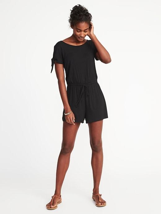 Old Navy Womens Tie-sleeve Romper For Women Blackjack Size M