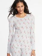 Old Navy Womens Slim-fit Printed Thermal-knit Tee For Women Flamingo Size S