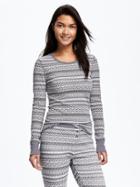 Old Navy Waffle Knit Patterned Tee For Women - Gray Print