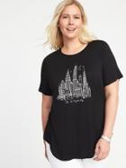 Old Navy Womens Luxe Plus-size Graphic Curved-hem Tee Love The Night Life Size 2x