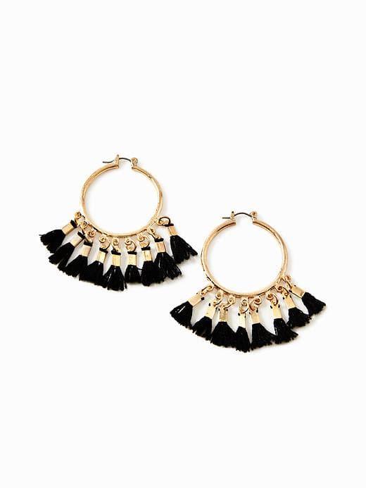 Old Navy Tassel Hoop Earrings For Women - Black