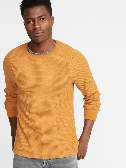 Old Navy Mens Chunky Textured Thermal-knit Tee For Men Tobacco Leaf Size Xs