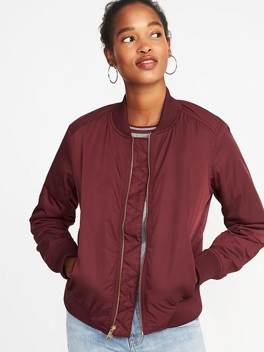 Old Navy Womens Satin Zip Bomber Jacket For Women Wine Purple Size L