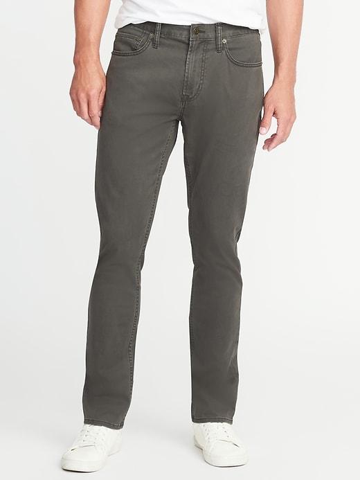 Old Navy Mens Slim Built-in Flex Five-pocket Brushed-twill Pants For Men Wet Stone Size 48w