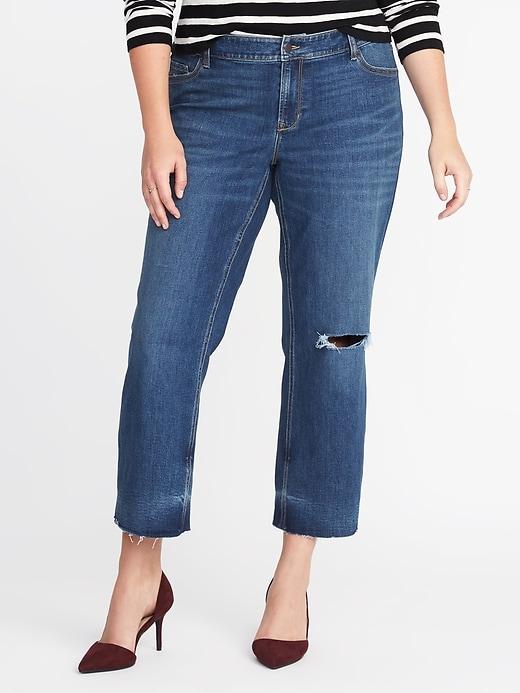 Old Navy Womens Distressed Plus-size Crop-flare Jeans Medium Bright Wash Size 28