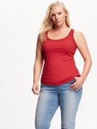Old Navy Fitted Rib Knit Plus Size Layering Tank Size 1x Plus - Red To Me