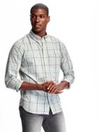 Old Navy Slim Fit Plaid Shirt For Men - Bluer Than Blue