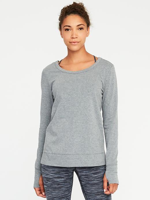 Old Navy Womens Lattice-back Sweatshirt For Women Faux Heather Gray Size S