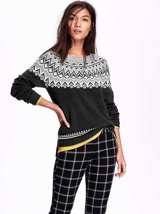 Old Navy Fair Isle Sweater Size L Tall - Dark Gray