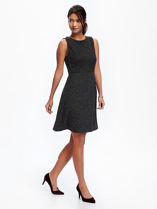 Old Navy High Neck Double Knit Dress For Women - Black