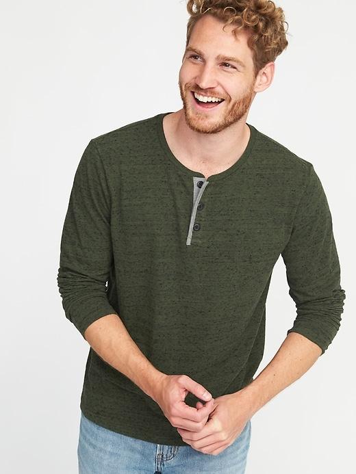 Old Navy Mens Soft-washed Slub-knit Henley For Men Matcha Green Size M