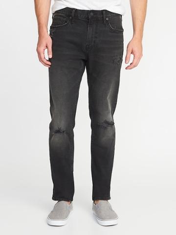 Old Navy Mens Relaxed Slim Built-in Flex Distressed Black Jeans For Men Black Wash Size 34w