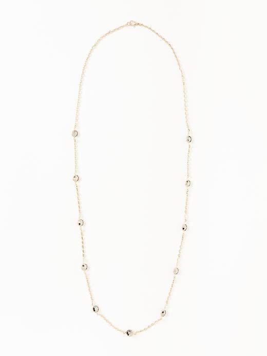 Old Navy Womens Long Crystal-strand Necklace For Women Gunmetal Gray Size One Size