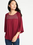 Old Navy Womens Relaxed Smocked Top For Women Red Velvet Size Xxl