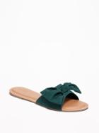 Old Navy Womens Sueded Bow-tie Slide Sandals For Women Teal Phantom Size 7