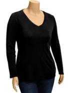 Old Navy Womens Plus Perfect V Neck Tees - Black Jack