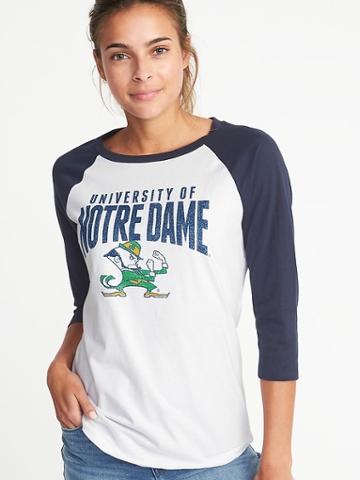 Old Navy Womens College-team 3/4-length Raglan Tee For Women Notre Dame Size Xs