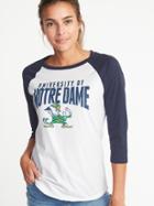Old Navy Womens College-team 3/4-length Raglan Tee For Women Notre Dame Size Xs