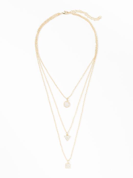Old Navy Pav Disk Multi Strand Necklace For Women - Gold