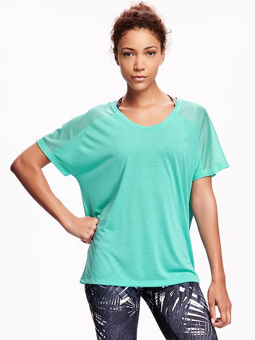 Old Navy Go Dry Cool Mesh Yoke Jersey Tee For Women - Tropical Plunge