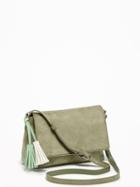 Old Navy Womens Sueded Flap-front Crossbody Bag For Women Light Olive Green Size One Size