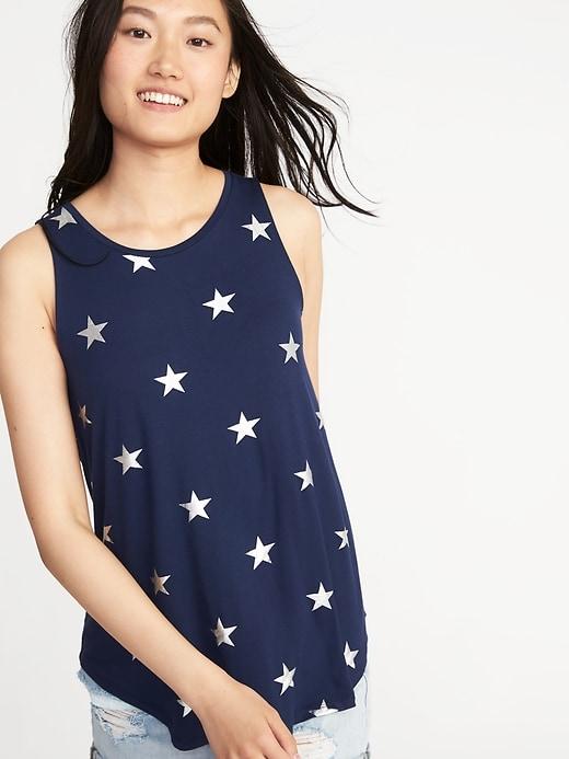 Old Navy Womens Star-print High-neck Swing Tank For Women Lost At Sea Navy Size S