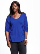 Old Navy Womens Plus Relaxed Fit Scoop Neck Tee Size 1x Plus - Sapphire Isle