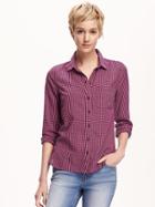 Old Navy Classic Gingham Print Shirt For Women - Navy/pink