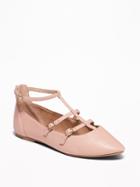Old Navy Womens T-strap Pointed-toe Ballet Flats For Women Blush Size 6