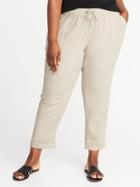 Old Navy Womens Mid-rise Plus-size Linen-blend Cropped Pants A Stone';s Throw Size 2x